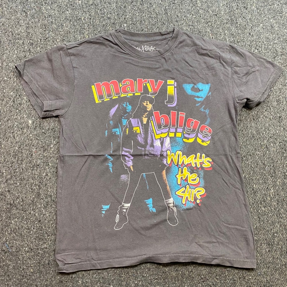 Mary J Blige Whats the 411 TShirt Sz XS Womens Gray Retro 90s Hip Hop Soul Merch